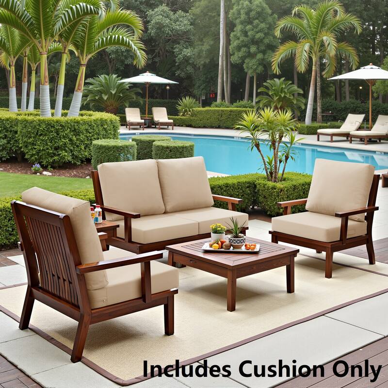 24" x 24" Outdoor Deep Seat Chair Cushion Set - Set of 4 - Beige