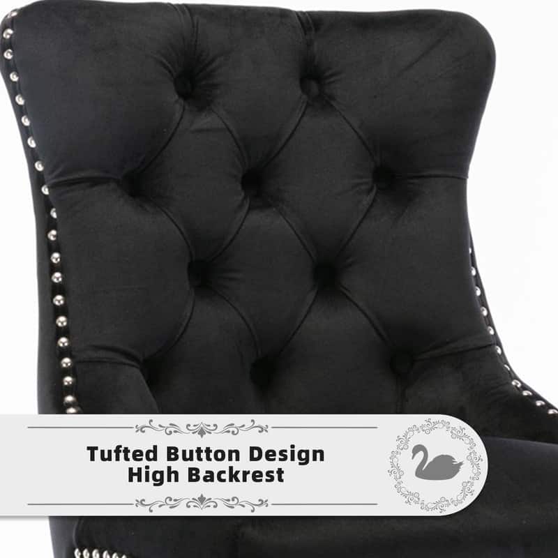 Wing Back Velvet Tufted Nailhead Barstools(Set of 6)