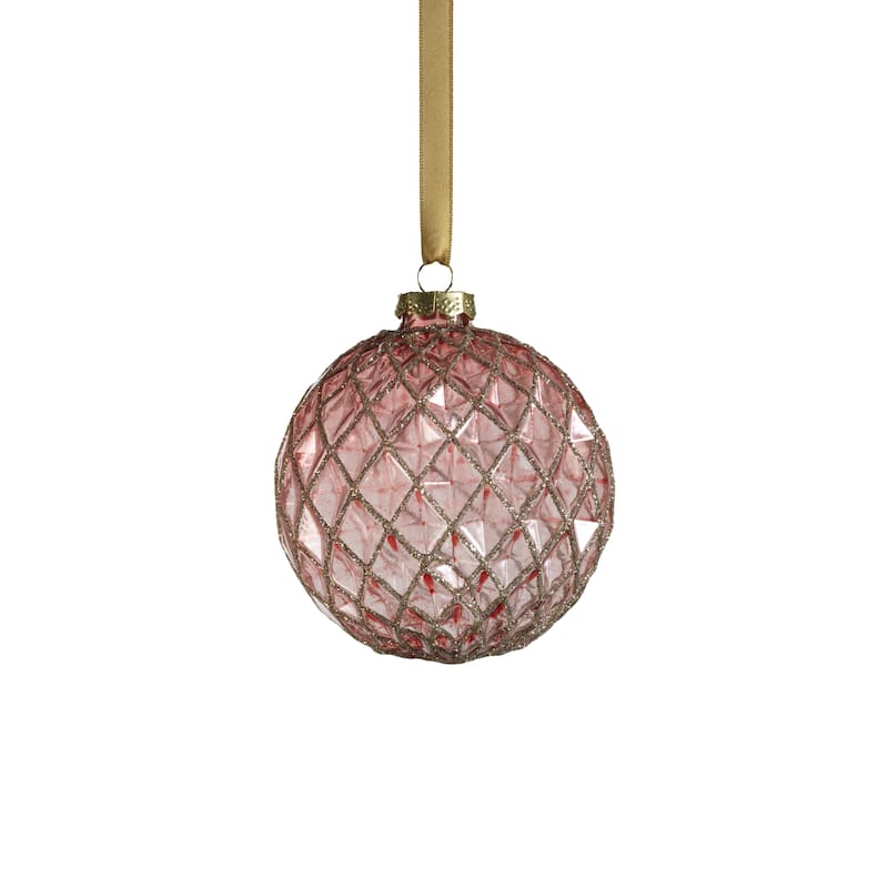 Joulu 4" Harlequin Light Plum Glass Ball Ornaments, Set of 6