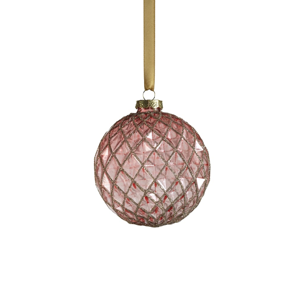 Joulu 4" Harlequin Light Plum Glass Ball Ornaments, Set of 6