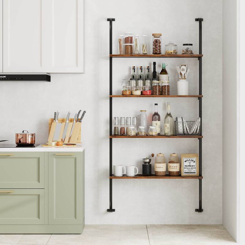 Costway 1/2 PCS 4-Tier Wall-mounted Ladder Shelf Display Bookshelf