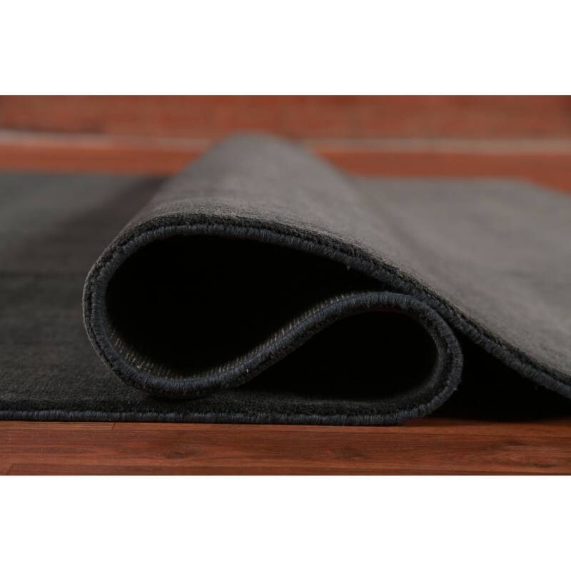 Hand Knotted Oriental 100% Wool Carpet Modern Solid Greys & Charcoal Gabbeh Area Rug - 12' 1'' X 9' 4''