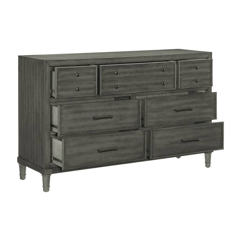 Dresser of 7 Drawers Dark Bronze Handles Wooden Bedroom Furniture