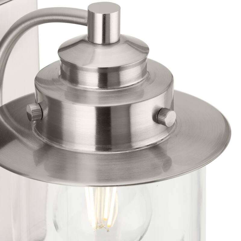 Northlake Collection One-Light Brushed Nickel Clear Glass Transitional Bath Light - 5.87 in x 7.5 in x 8 in