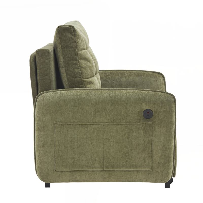 80" Extra Long Pull Out Sleeping Lounge with USB Charging, Storage Pockets and Box