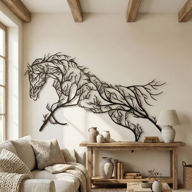 Tree Horse Metal Wall Decor for Home and Outside
