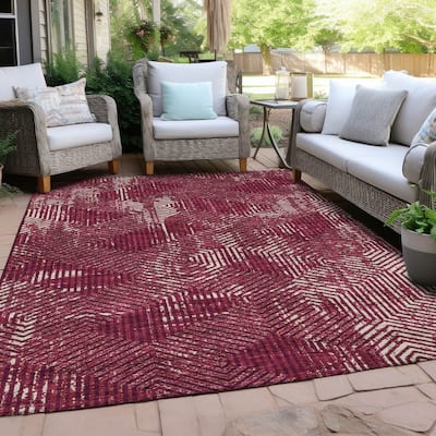 Machine Washable Indoor/ Outdoor Chantille Contemporary Maze Rug