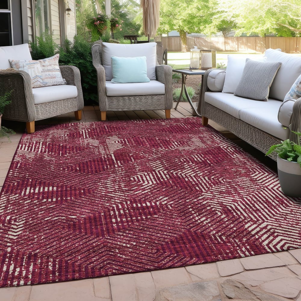 Machine Washable Indoor/ Outdoor Chantille Contemporary Maze Rug