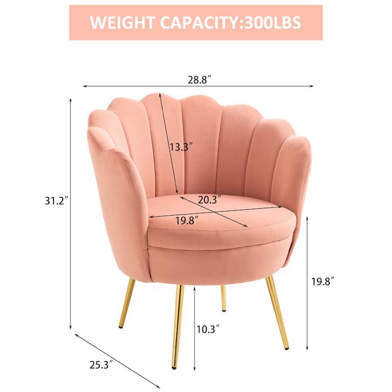 Scalloped Velvet Arm Chair Living Room Accent Chair