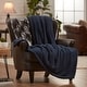 preview thumbnail 36 of 39, Chanasya Cable Knit Throw Blanket With Reversible Sherpa 50 x 65 Inches - Blue