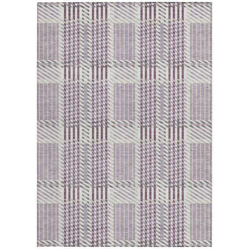 HomeRoots Plaid Transitional Rectangle Outdoor Rug