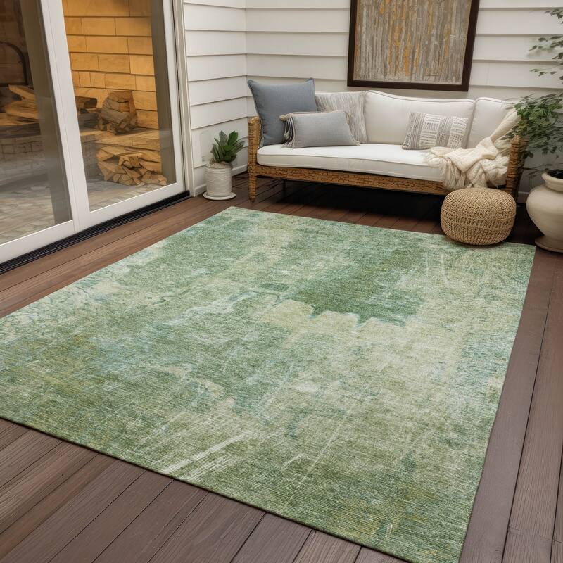Machine Washable Indoor/ Outdoor Abstract Modern Chantille Rug