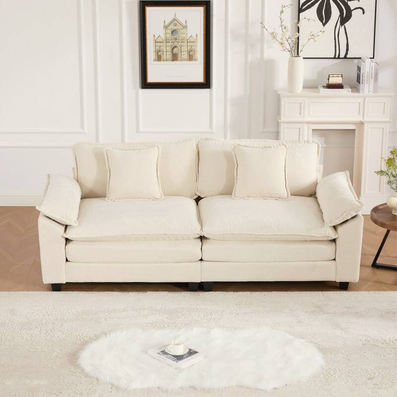 Modern Sectional Couch, for Living Room Bedroom and Apartment, Comfy Double Layer Upholstered Seat Cushion