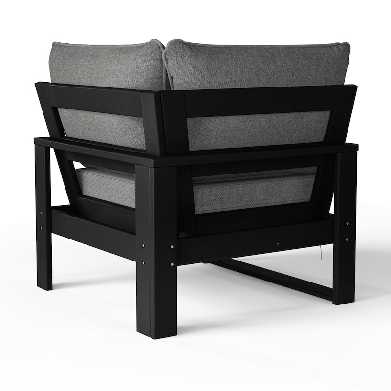 Polytrends Endless Patio Deep Seating Corner Chair with Black Frame