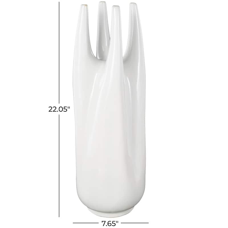 Ceramic Decorative Vase with Multiple Openings - White - Roche River Decor