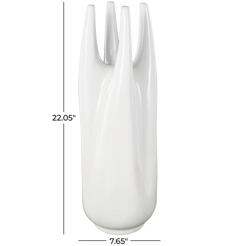 White Ceramic Decorative Vase with Multiple Openings