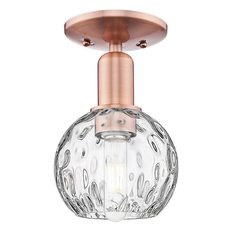 Innovations Lighting 716-1C-10-6 Athens Water Glass Semi-Flush Athens - Antique Copper / Clear Water Glass