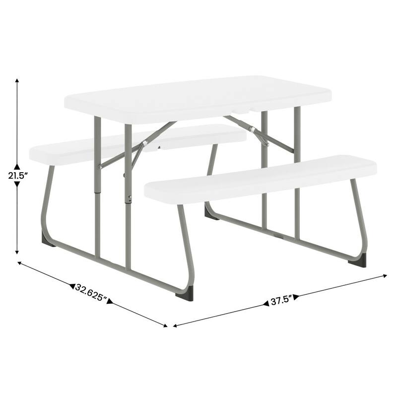 Indoor/Outdoor Commercial Grade Kids Folding Picnic Table with Benches - 37.5"D x 32.625"W x 21.5"H