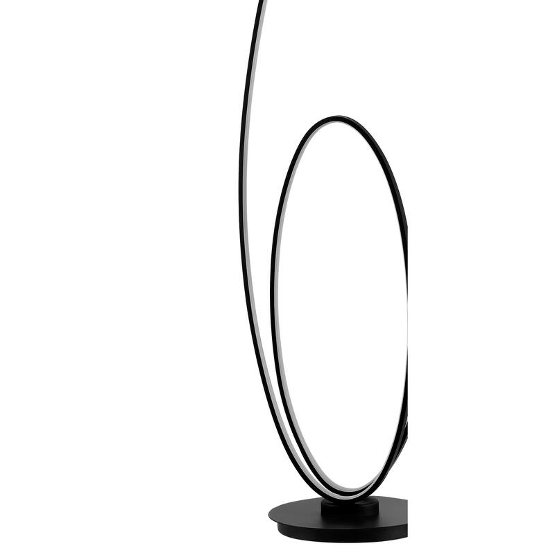 Looper 47" Metal Modern Contemporary Oval Dimmable Integrated LED Floor Lamp, Black by JONATHAN Y