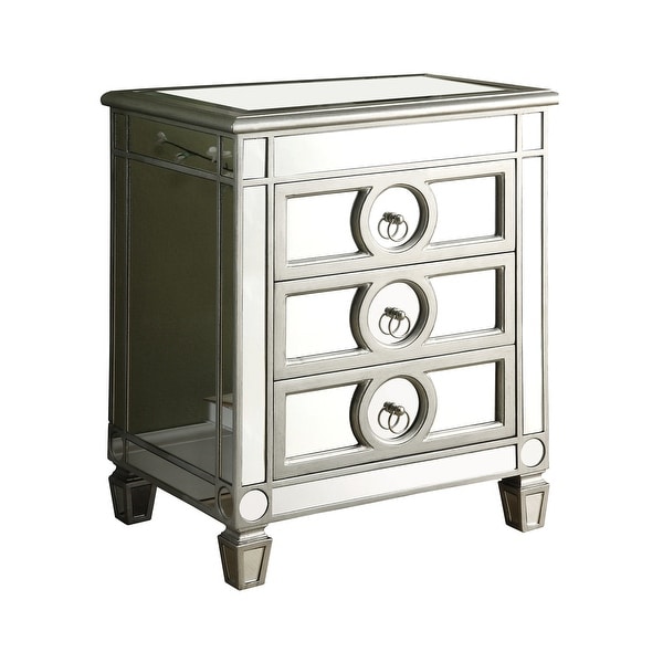 Monarch Specialties I 3701 22 Inch Wide Mirrored Accent Chest Monarch Specialties I 3701 22 Inch Wide Mirrored Accent Chest With 3 Drawers Silver