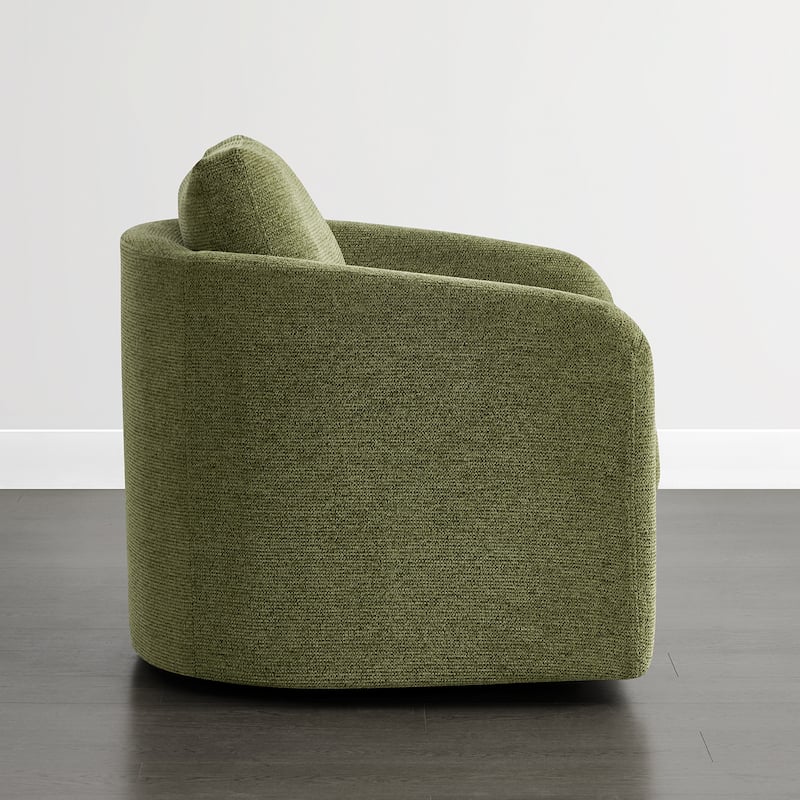 Spruce & Spring Modern Upholstered Swivel Barrel Accent Chair with Ottoman & Removable Slipcover