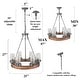 preview thumbnail 21 of 24, Farmhouse 6-Light Wagon Wheel Wood Chandelier with Seeded Glass Shade for Dining Living Room