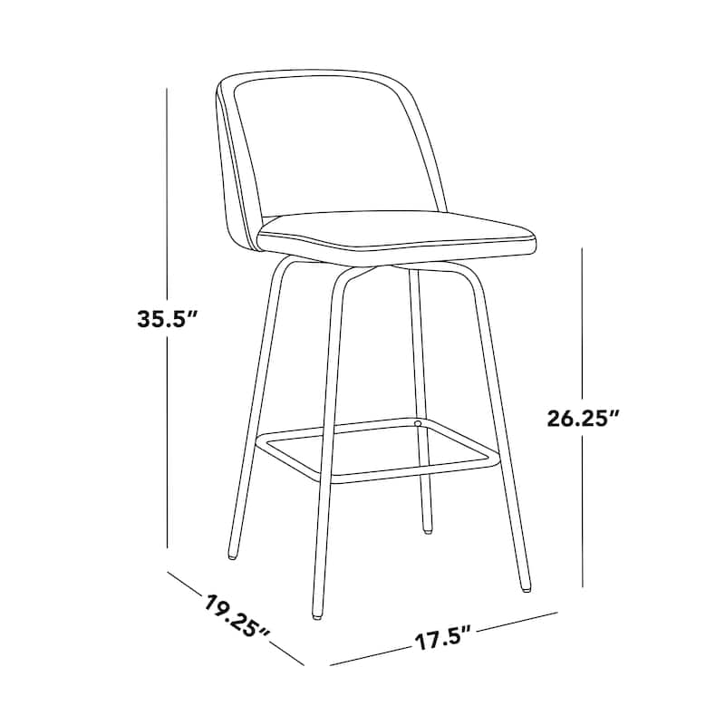 Porch & Den Vallberga 26" Counter Stool with Metal Legs & Square Footrest (Set of 2)