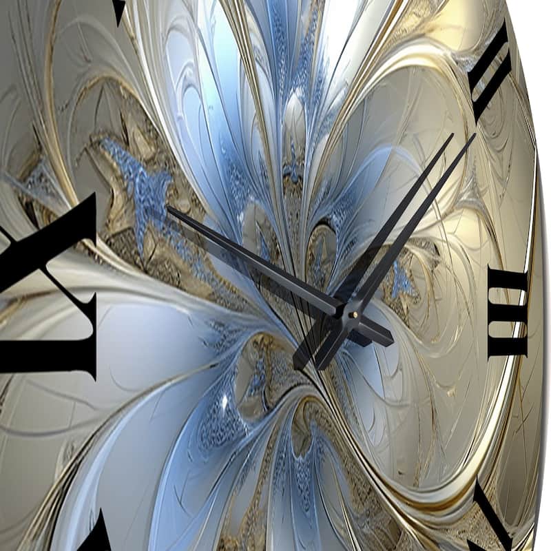 Designart "Tender Light Blue Floral Whirling Spiral" Abstract Spirals Oversized Wall Clock