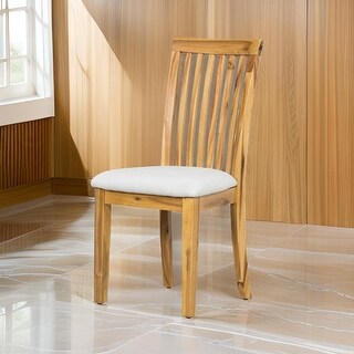 21 Inch Fabric Dining Side Chair, Slatted Back, Set of 2, Gray, Brown ...