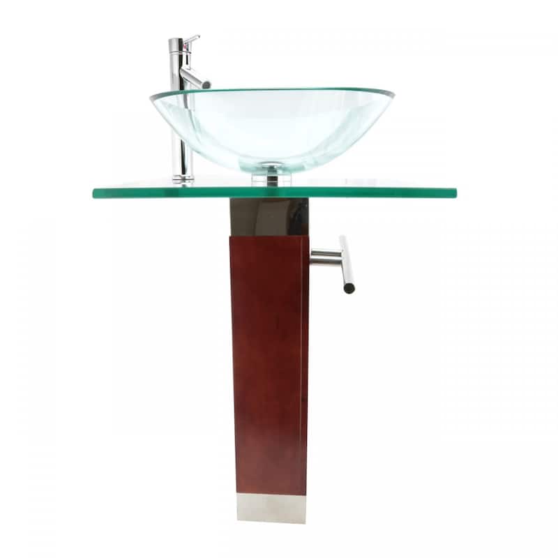 Glass Pedestal Sink Bohemia with Chrome Faucet, Pop Up Drain and Towel Bar Renovators Supply