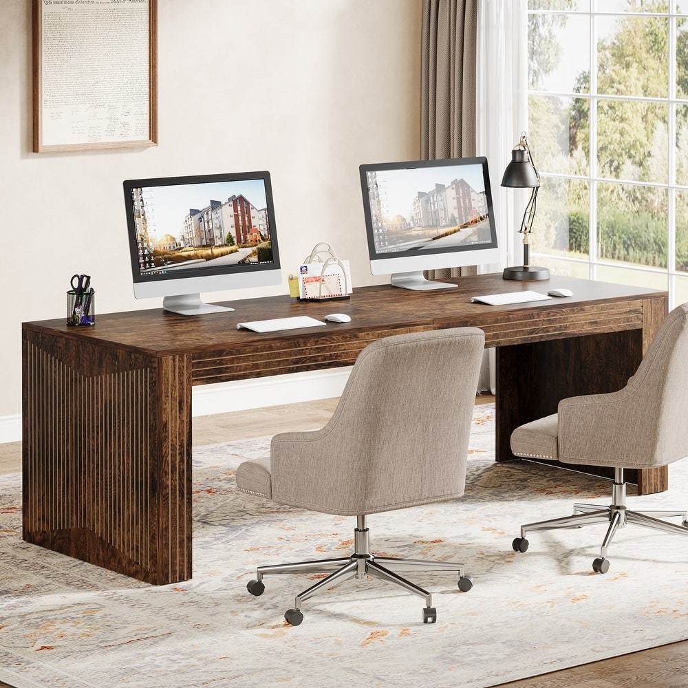 79 Inch Extra Long Desk, Two Person Desk Double Desk for Home Office