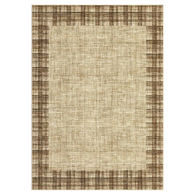 Garvee Linen Border Living Room Area Rug