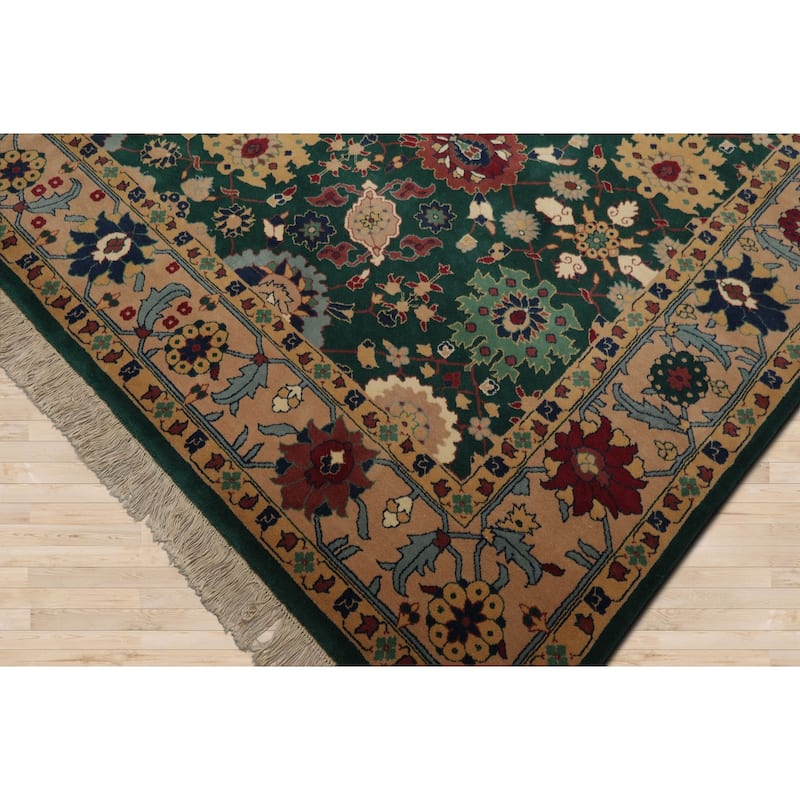 8x10 Hand Knotted New Zewland Wool Green Oushak Crafts Plush Pile Rug - 8' x 10'