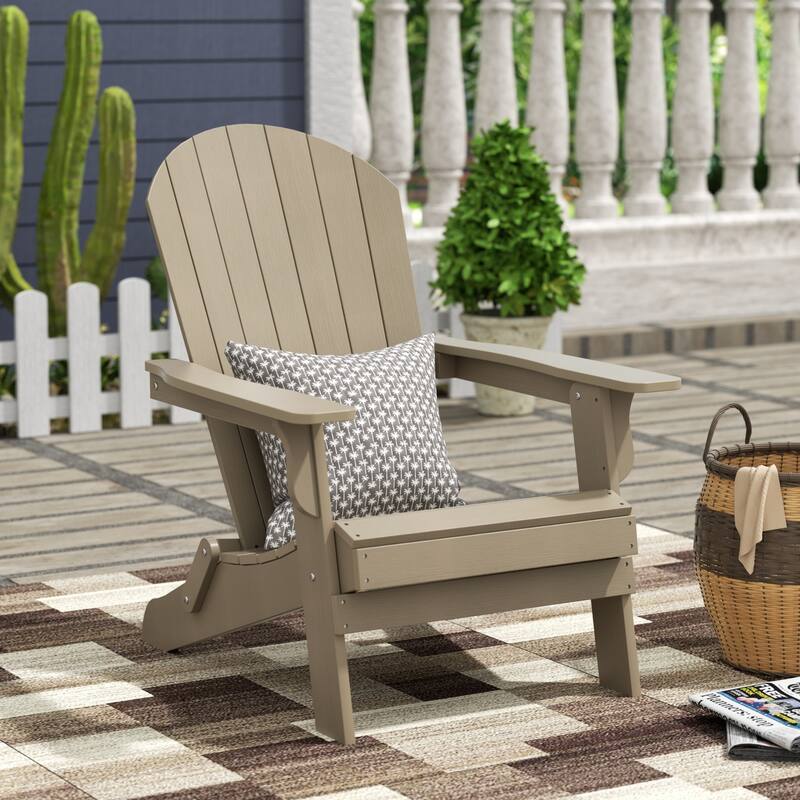 Vineyard HIPS Outdoor Folding Eco-Friendly All Weather Seashell Adirondack Chair - Taupe