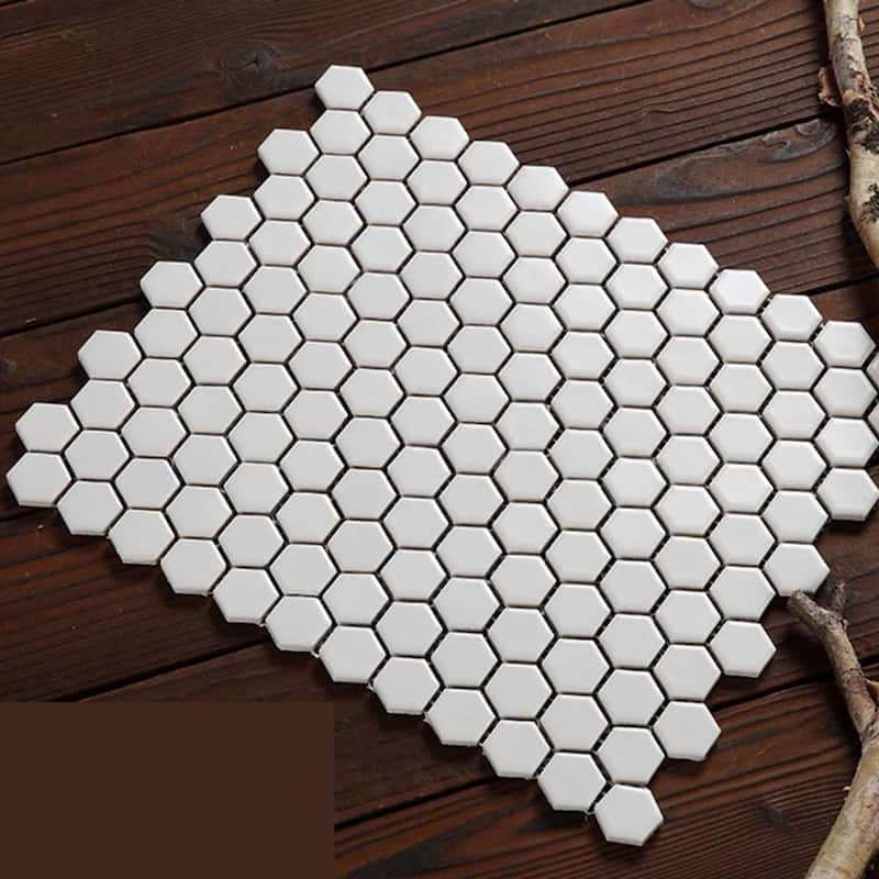 HoneyComb Remi 1x1 White Porcelain Hexagon Mosaic Tile - Floor, Wall & Backsplash