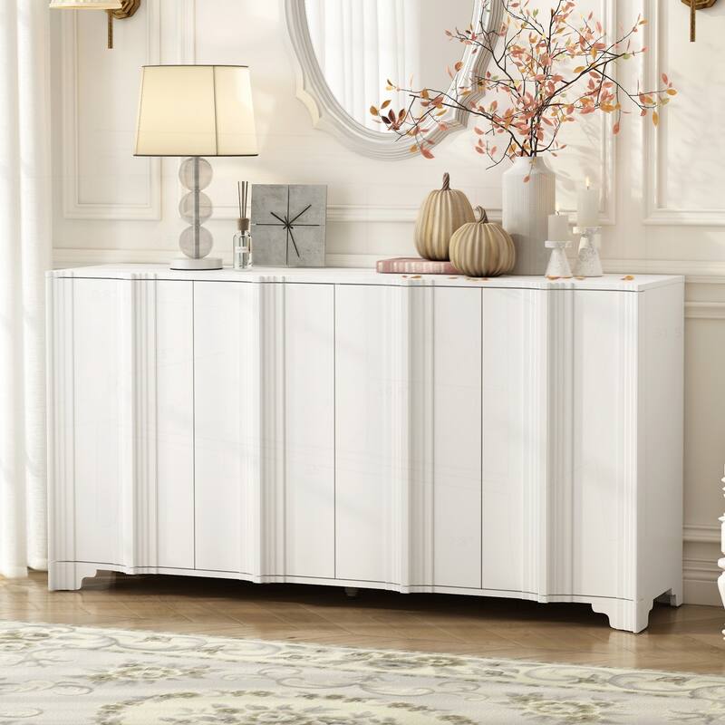 Sophisticated 4-Door Sideboard with Intricate Design - White