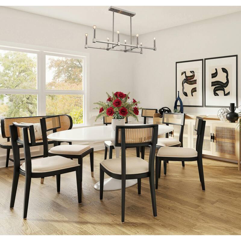 8-Light Chrome Metal Straight Piped Chandelier