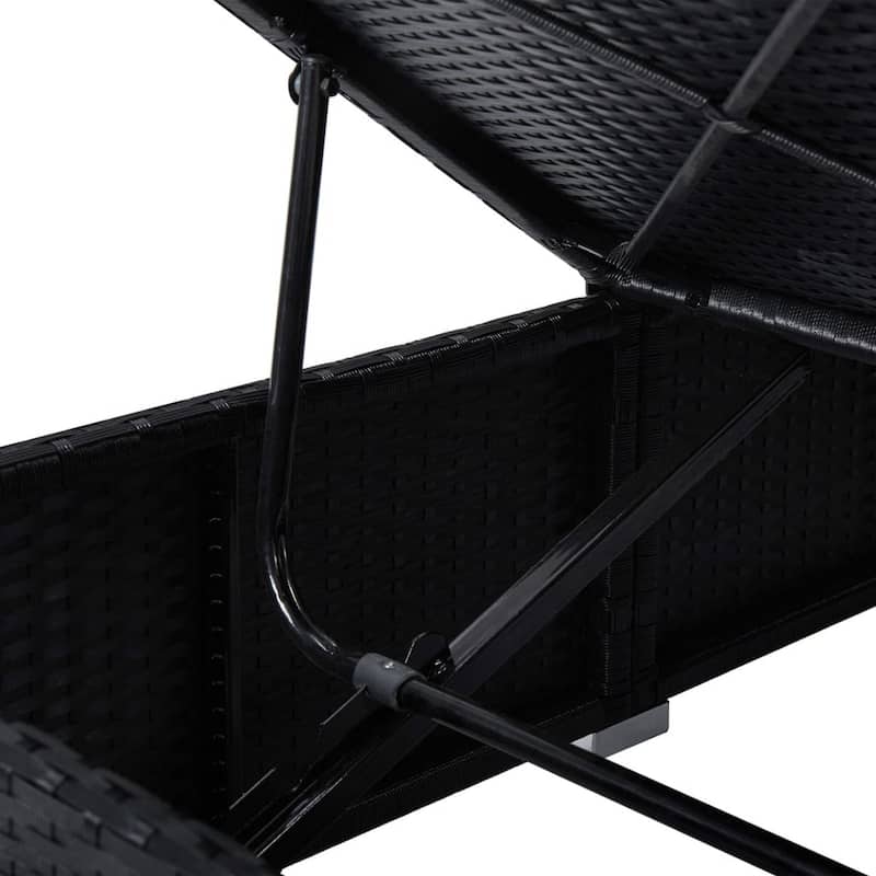 Outdoor Chaise Sun Lounger with Cushion, 77 Inch Black Poly Rattan