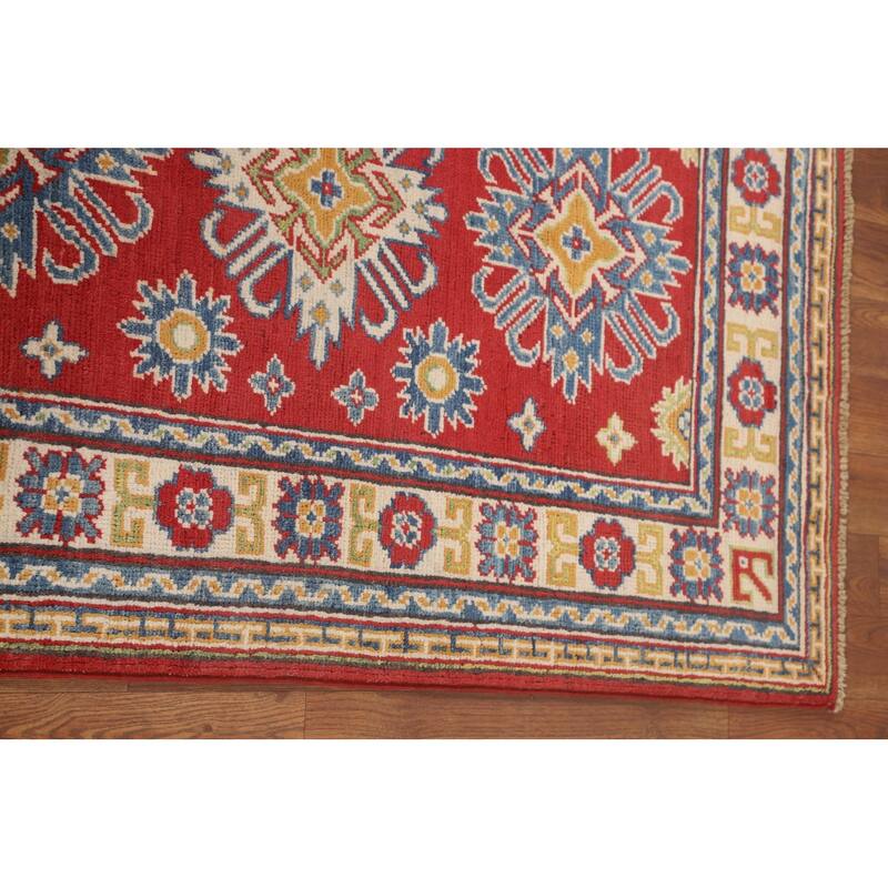Geometric Kazak Accent Rug Hand-Knotted Traditional Wool Carpet - 2'8" x 3'11"