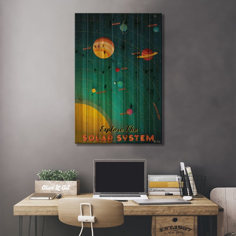 Solar System Print On Wood by IdeaStorm Studios - Multi-Color