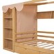 preview thumbnail 14 of 16, Twin Size House Bed Platform Bed Semi-Enclosed Design with Wardrobe and Shelf for Boys Girls, No Box Spring Needed, Natural