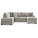 preview thumbnail 6 of 6, Signature Design by Ashley Calnita Beige 2-Piece Sectional with Chaise - 125" W x 88" D x 41" H