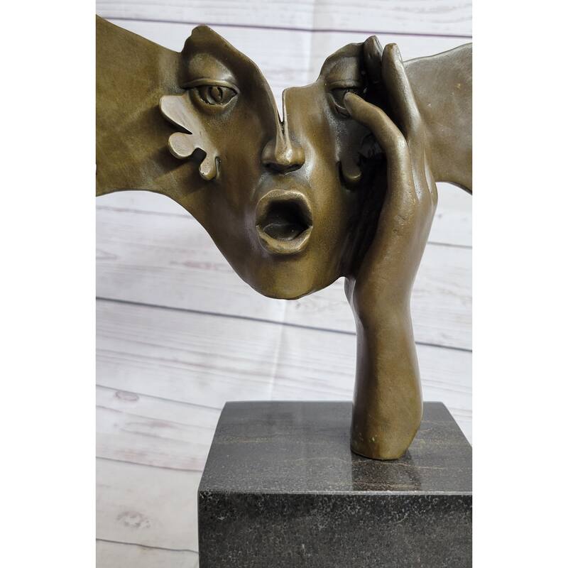 Signed Dali Abstract Female Sunshine Bronze Sculpture Marble Base Figure Statue