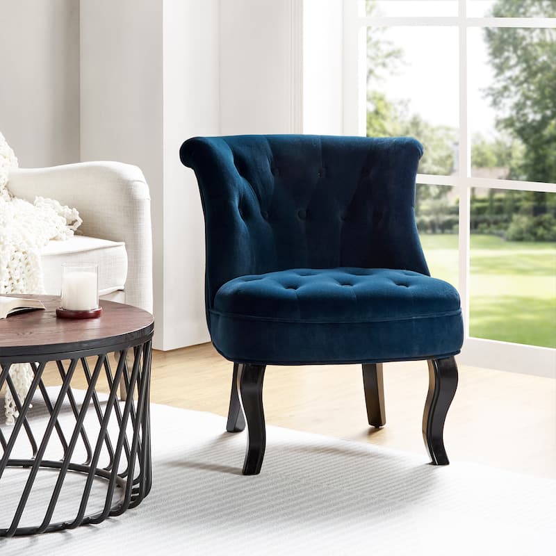 Paolino 25.1" Wide Traditional Velvet Button-tufted Back Stools with Wood Legs by HULALA HOME
