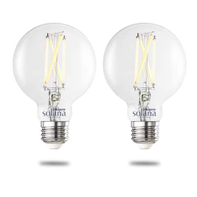 Bulbrite Solana Smart LED G25 60W Equivalent Tunable WIFI Light Bulb, Clear, 2PK - 2200K-6500K