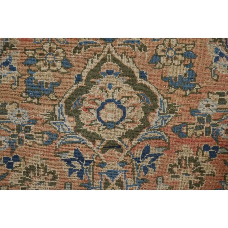 Hand Knotted Oriental 100% Wool Carpet Traditional Floral Oranges & Rust Mashad Area Rug - 13' 2'' X 9' 6''