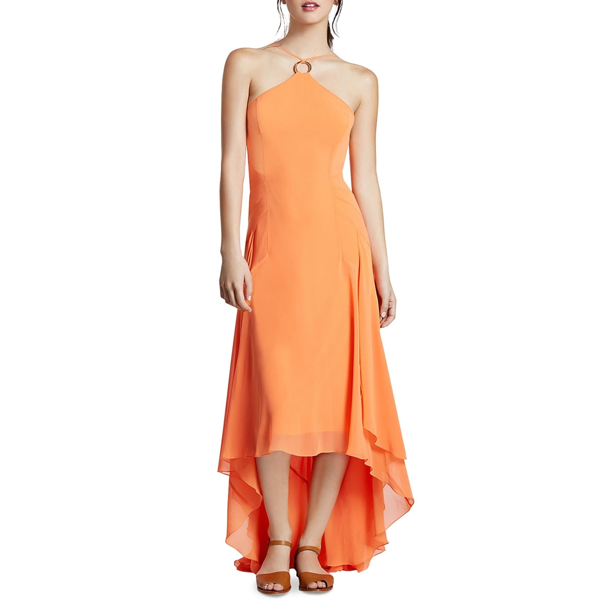 Halston Heritage Women S Georgette High Low O Ring Sleeveless Halter Gown Mandarin Overstock Halston Heritage Women S Georgette High Low O Ring Sleeveless Halter Gown Mandarin Overstock