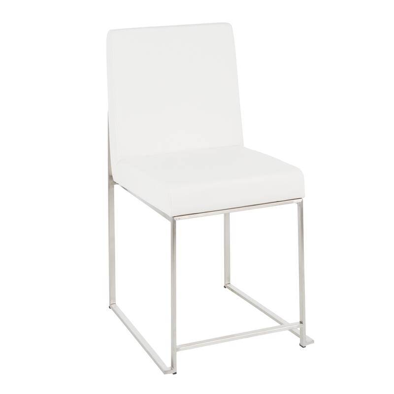 Silver Orchid Forrest High Back Stainless Steel Dining Chair (Set of 2) - White Faux Leather