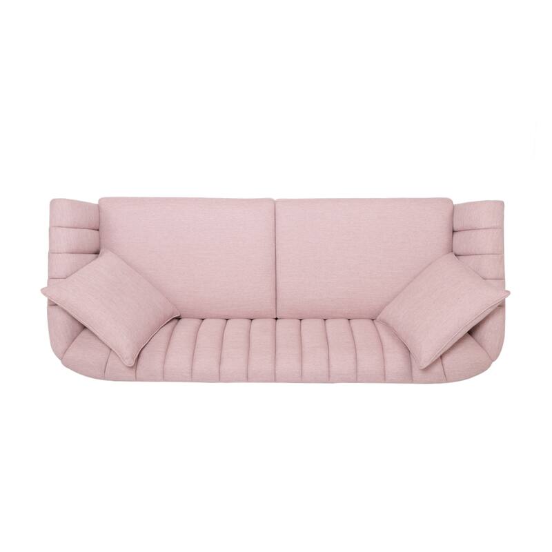 Contemporary Deep Seat Sofa with 2 Accent Pillows & Sloped Arms