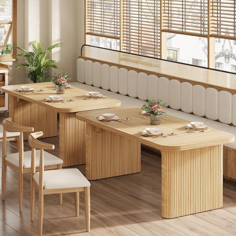 62-Inch Wood Dining Table for 4-6 People Modern Rectangular Kitchen Table for Dining Room Living Room